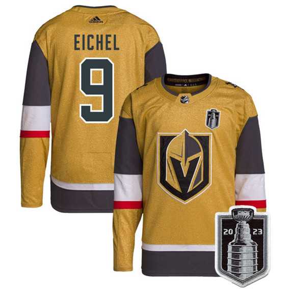 Men's Vegas Golden Knights #9 Jack Eichel Gold 2023 Stanley Cup Final Stitched Jersey Dzhi